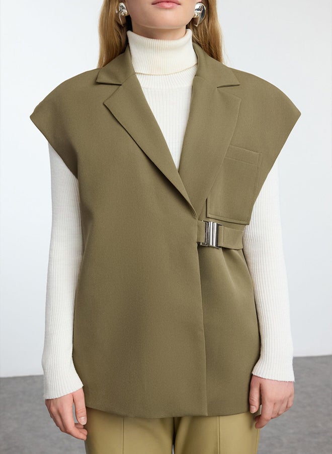 trendyol Khaki Double Breasted Closure Woven Fabric Vest with Buckle Accessories - Image 5