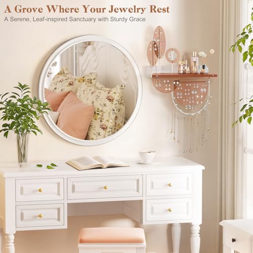 Keebofly Wall Mounted Hanging Jewelry Organizer - Acrylic Earring Organizer with Shelf for 444 Earrings, Sturdy Jewelry Tower for Earring, Stud, Necklace, Bracelet, Ideal Gifts for Women & Girls - Image 4