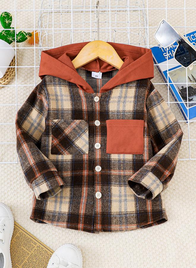 Take Two Boys Checked Hooded Shirt - Image 1