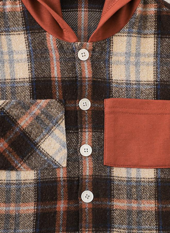 Take Two Boys Checked Hooded Shirt - Image 4