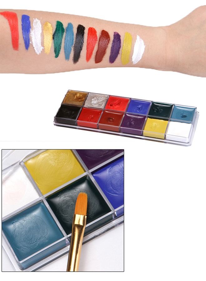انت 11 قطعة من ألوان الرسم الفنية للوجه مكونة من 12 لونًا مع مجموعة فرشاة الطلاء ومسحوق ظلال العيون ومعجون طلاء طلاء الجسم لجميع لوحات المهرجان المختلفة - Image 4