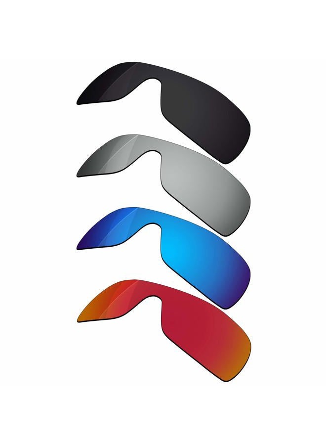 ROCKSHELL Polarized Lenses Replacement for Oakley Batwolf OO9101 Sungl - Jet Black + Lava Red + Ice Blue + GT Silver - Image 1