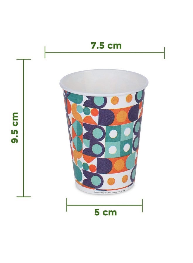 e kysa basics ekysa Basics Paper Disposable Tea/Coffee Cups - 250 ml, Eco-Friendly, Leak-Resistant, for Hot Drinks, Mix Prints Design, Pack of 50 - Image 2