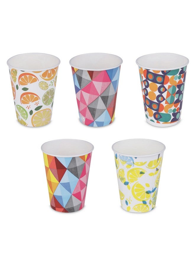 e kysa basics ekysa Basics Paper Disposable Tea/Coffee Cups - 250 ml, Eco-Friendly, Leak-Resistant, for Hot Drinks, Mix Prints Design, Pack of 50 - Image 1