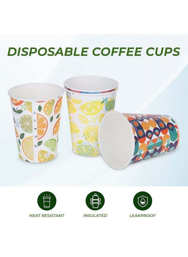 e kysa basics ekysa Basics Paper Disposable Tea/Coffee Cups - 250 ml, Eco-Friendly, Leak-Resistant, for Hot Drinks, Mix Prints Design, Pack of 50 - Image 5