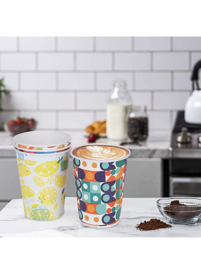 e kysa basics ekysa Basics Paper Disposable Tea/Coffee Cups - 250 ml, Eco-Friendly, Leak-Resistant, for Hot Drinks, Mix Prints Design, Pack of 50 - Image 3