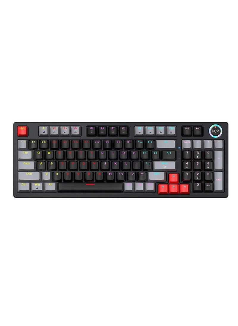 T-WOLF - T50 Mechanical USB wired keyboard 97 keys Green axis light with knob Office gaming computer color keyboard Mechanical keyboard - Image 1