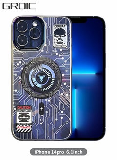 Case for IPhone 14 Pro Case 6.1 Inch with MagSafe, Punk Pattern Trendy Design TPU Bumper Case Support Wireless Charging, Magnetic Case with Camera Lens Protector