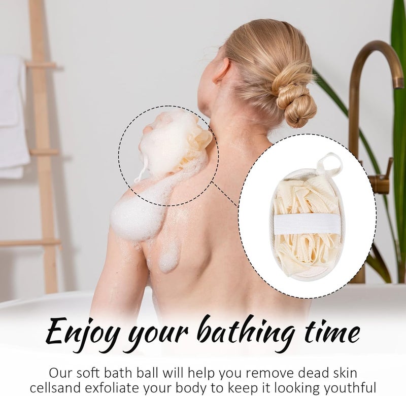 Jeffdad جيفداد 2 قطع إسفنجة لوفا طبيعية ممتازة لتقشير الجسم للنساء والرجال مثالية لتقشير الجسم وتنظيفه والعناية بالبشرة بلون بيج - Image 4