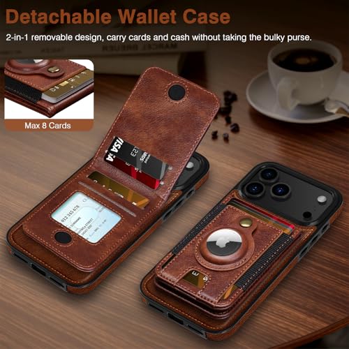 LOHASIC for iPhone 17 Pro Max Wallet Case, Magnetic Detachable Credit Card Holder Slot with RFID Blocking Cases Kickstand Compatible with Magsafe 6.9 inch, Dark Brown - Image 4