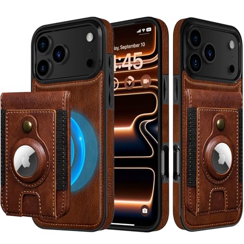 LOHASIC for iPhone 17 Pro Max Wallet Case, Magnetic Detachable Credit Card Holder Slot with RFID Blocking Cases Kickstand Compatible with Magsafe 6.9 inch, Dark Brown - Image 1