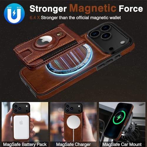 LOHASIC for iPhone 17 Pro Max Wallet Case, Magnetic Detachable Credit Card Holder Slot with RFID Blocking Cases Kickstand Compatible with Magsafe 6.9 inch, Dark Brown - Image 3