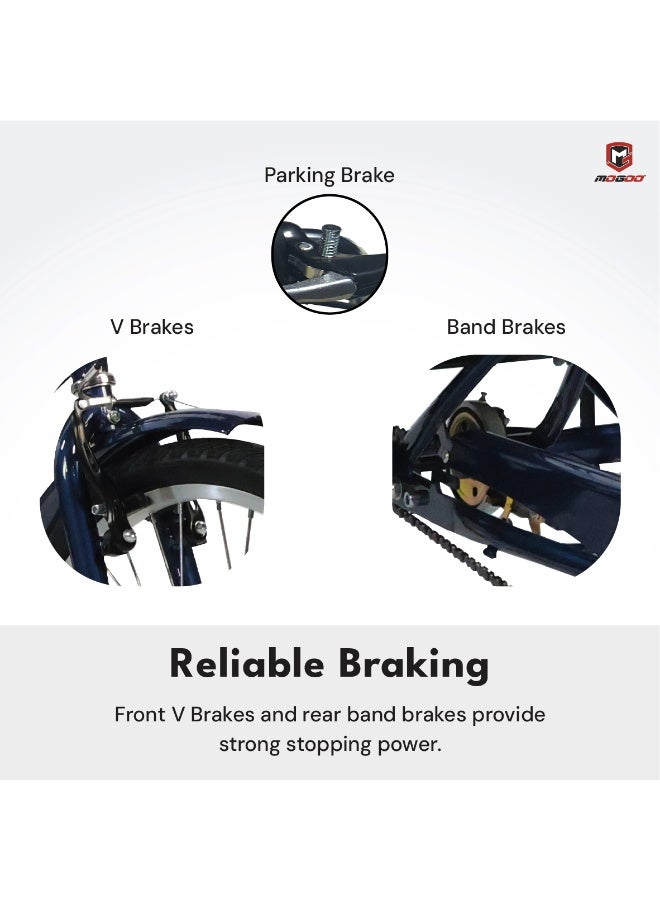 MOGOO Hauler Adult Tricycle - 24/26 Inch - Steel Frame, Removable Rear Basket With Wheels, Alloy Rims, Parking Brake, Saddle With Springs, Vintage Design, Perfect For Shopping - Image 5