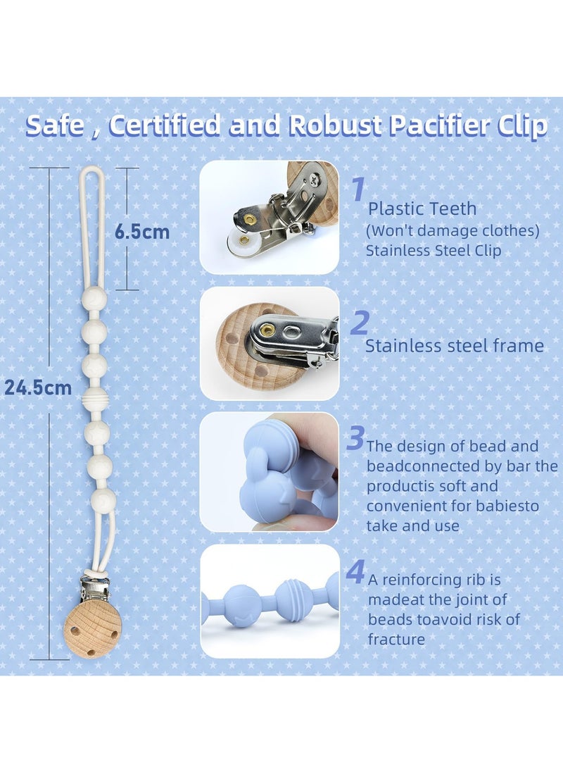 2 Pcs Pacifier Holder Clip, with 2 Pack Clear Pacifier Box, Binky Clips for Baby Pacifiers, Keep Pacifiers Clean and Secure, Soft and Flexible Paci Clips, Pacifier Clips Baby Girl and Baby Boy