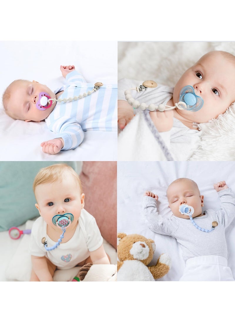 2 Pcs Pacifier Holder Clip, with 2 Pack Clear Pacifier Box, Binky Clips for Baby Pacifiers, Keep Pacifiers Clean and Secure, Soft and Flexible Paci Clips, Pacifier Clips Baby Girl and Baby Boy