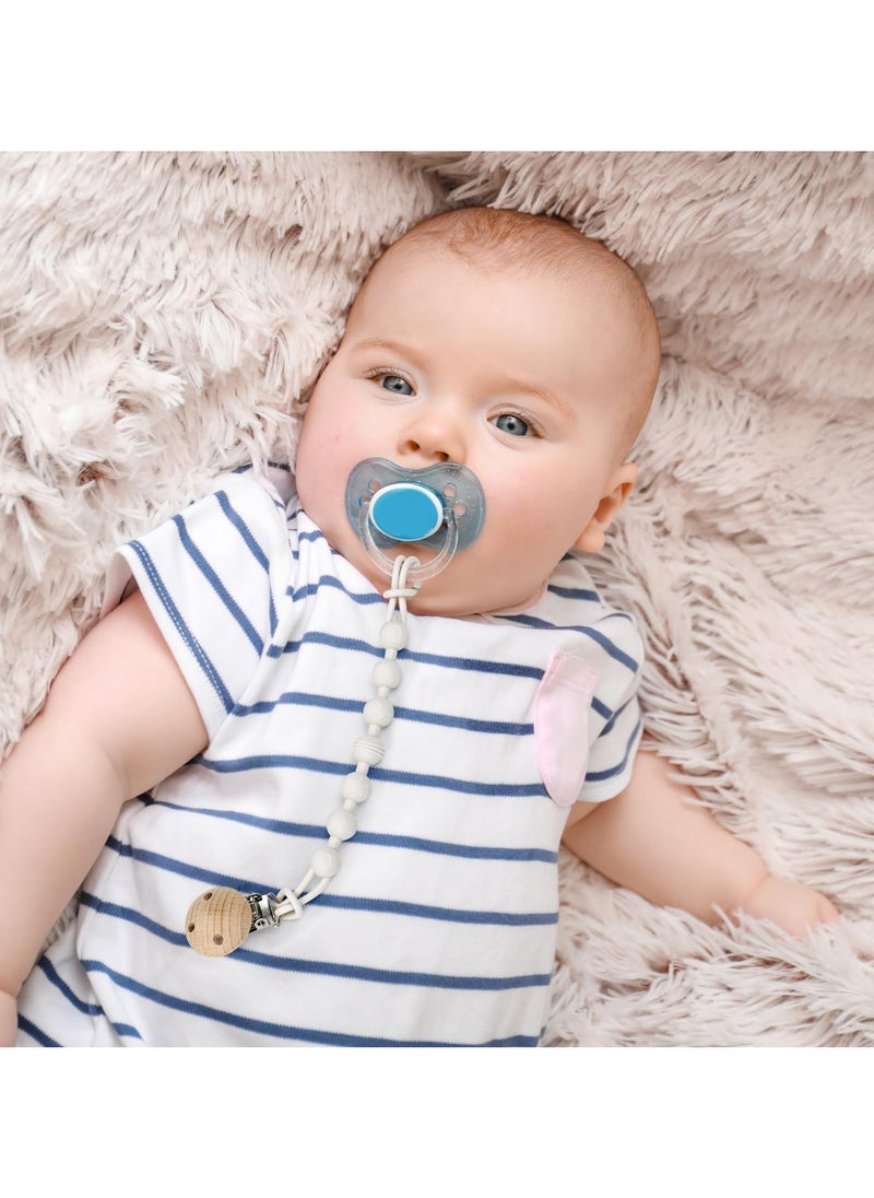 2 Pcs Pacifier Holder Clip, with 2 Pack Clear Pacifier Box, Binky Clips for Baby Pacifiers, Keep Pacifiers Clean and Secure, Soft and Flexible Paci Clips, Pacifier Clips Baby Girl and Baby Boy