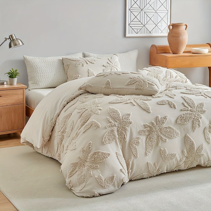 Washable 2/3pcs Duvet Cover Set - Three-Dimensional Tufted Butterfly Pattern, Shabby Chic Style Bedroom Decor, Soft and Comfortable Multi-Size Bedding, Breathable High-Quality Polyester Bedding, Suitable for All Seasons - Image 2