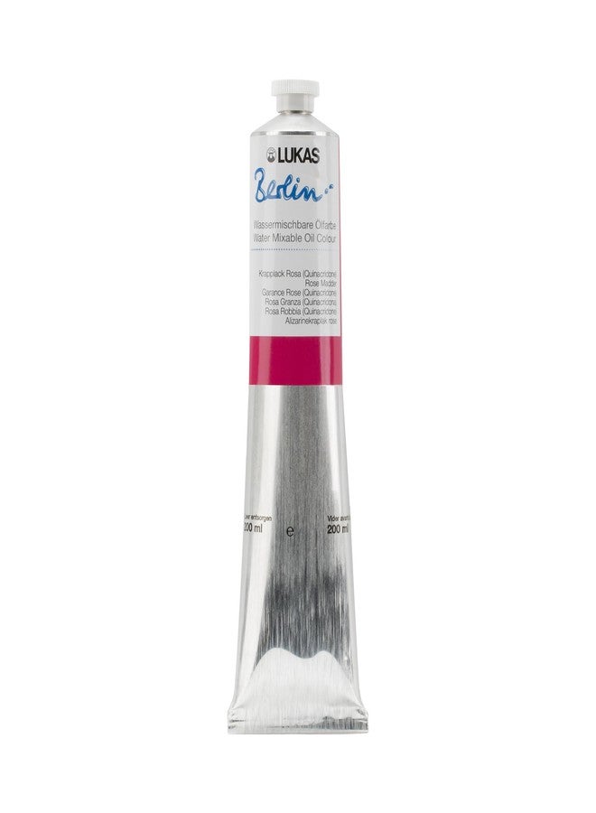 Lukas Berlin Pro Artists Water Mixable Oil Paint 200 ml Tube Rose Madder, Water Soluble, Lightfast Pigments, Quick Drying, Easy Clean-Up, Eco-Friendly, Professional Quality, 40 Color Range - Image 1
