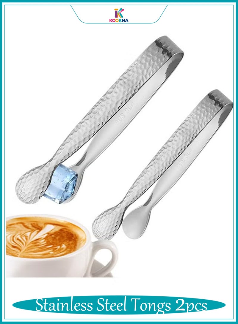 KOOKNA Stainless Steel Tongs, Rust-Resistant Ice Tongs and Sugar Tongs for Coffee Bar, Small Serving Tongs for Food, Ice, Sugar Cube, Salad, Toaster and Desserts, Elegant Kitchen Utensils - 2pcs - Image 1