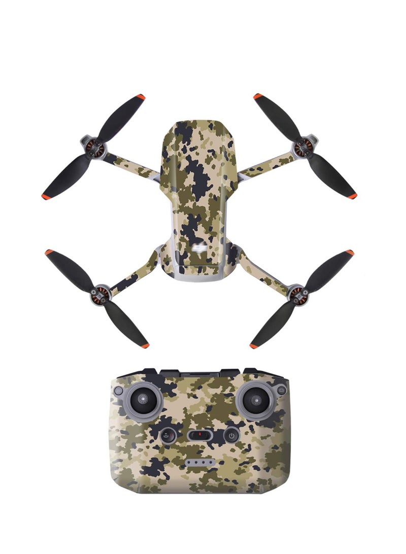 Waterproof PVC Pattern Design Skin Decoration Sticker Decals Set Compatible with DJI Mini 4K/DJI Mini 2/DJI Mini 2 SE (Desert Camo)  - Image 1