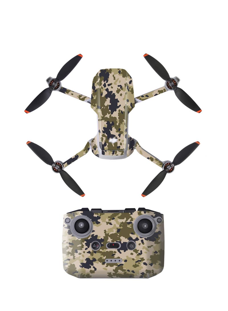 Waterproof PVC Pattern Design Skin Decoration Sticker Decals Set Compatible with DJI Mini 4K/DJI Mini 2/DJI Mini 2 SE (Desert Camo)  - Image 2
