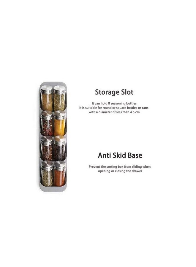 SUKHAD Spice Insert Drawer, 8 Grids Spice Rack Dining, Spice Storage for Kitchen | 39.5 x 10 x 4.8 cm | Grey - Image 3