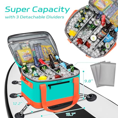 doksmeria Paddle Board Cooler Waterproof Doksmeria Super Capacity SUP Paddleboard Deck Cooler with Shoulder Strap 6 Elastic Rope Clips Paddle Board Accessories Bag for Stand Up Paddleboard and Kayak - Image 3