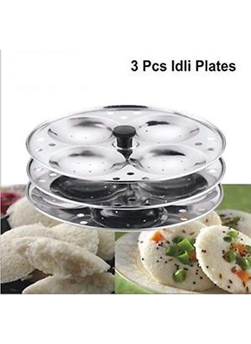 Mobhada - Mobhada Stainless Steel Idli Making Plates Idli Maker Stand 3 Plate (12 Slot) - Image 1