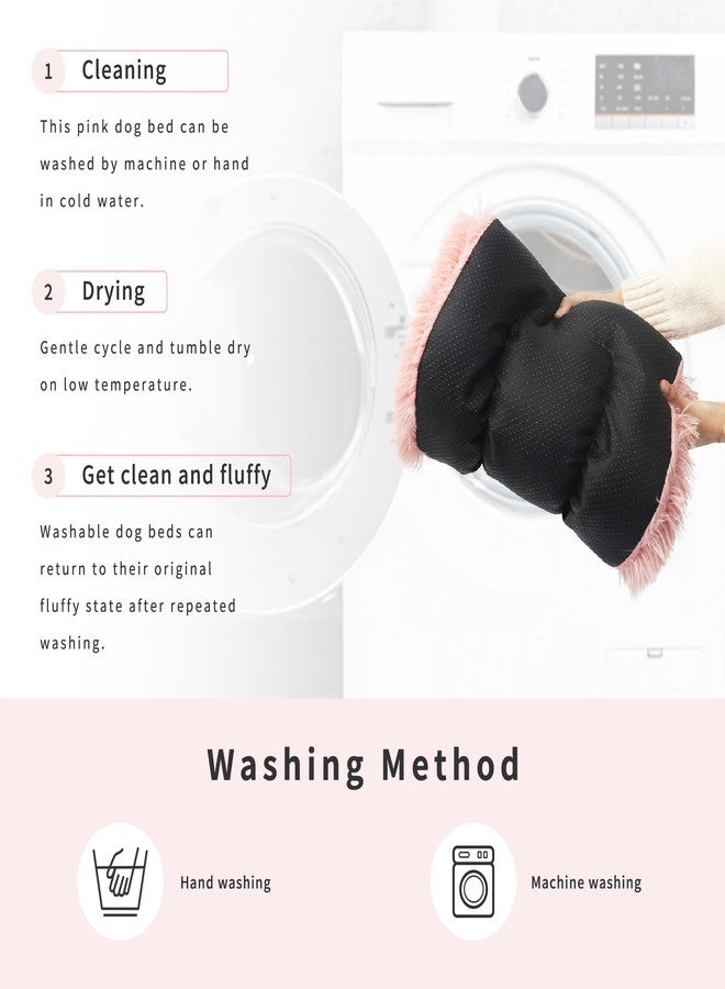 nononfish Pink Puppy Pads Washable Little Dog Bed for Crate Cute Girl Plush Washable for Cages Puppy Pan Sofa Protect 22 Inch - Image 4