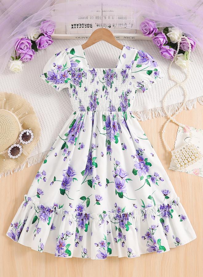 تايك تو فستان بطبعة زهور مع أكمام منفوخة - Image 2