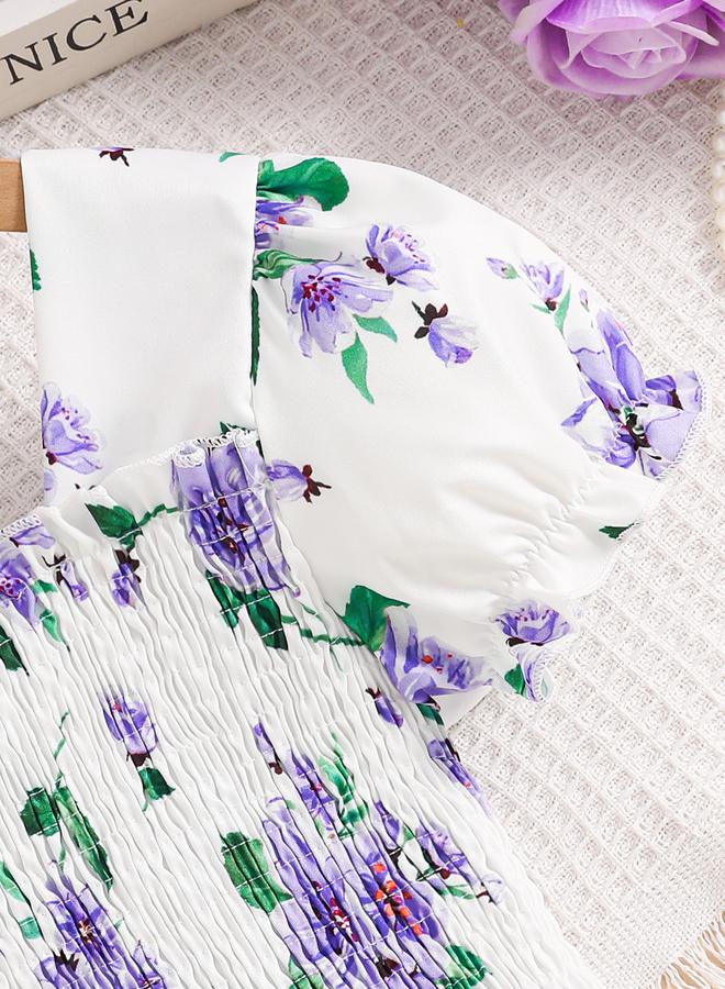 تايك تو فستان بطبعة زهور مع أكمام منفوخة - Image 4