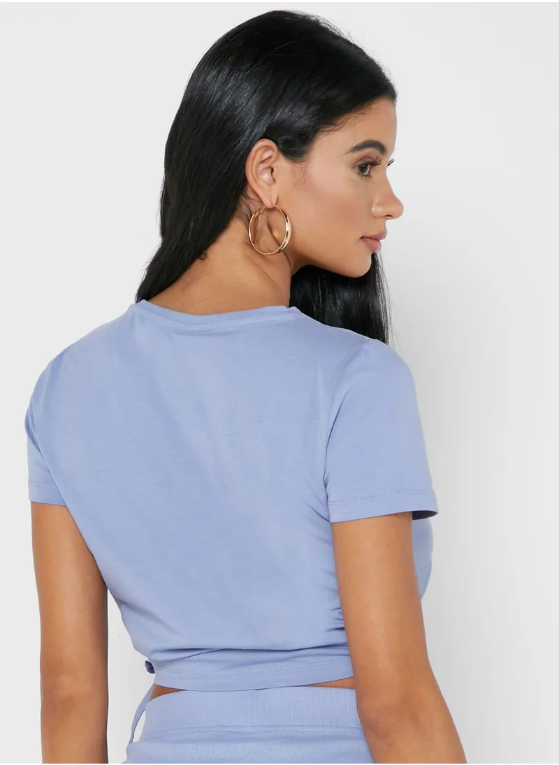 NOISY MAY Side Tie Crew Neck Top
