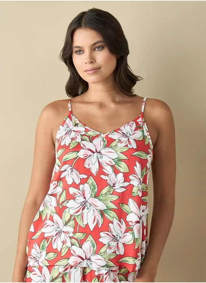 فاف All-Over Floral Print Sleeveless Top and Shorts Set