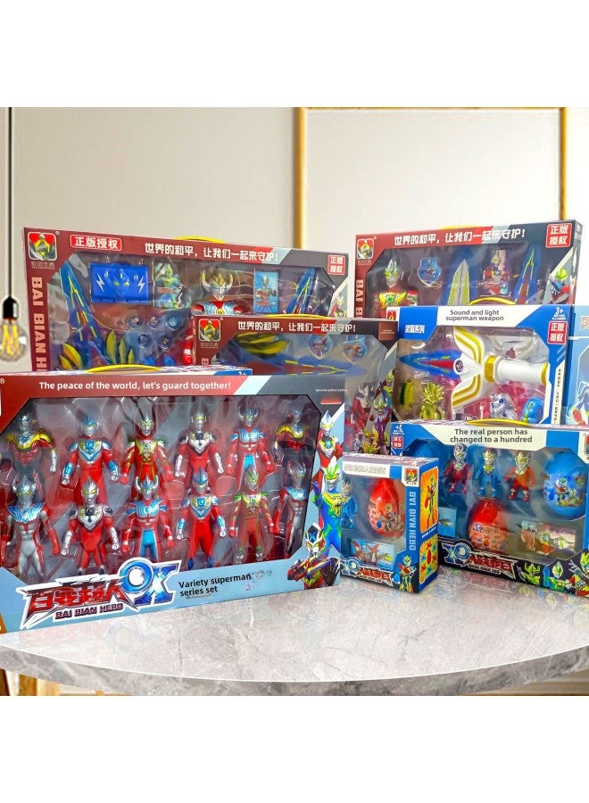 Ote Superman Man Variety Chinese Superman Children's Toy Gift Box Gift Digasero Jade Zeta Transformation-Color: Variety Superman Combination Set-64 - Image 2