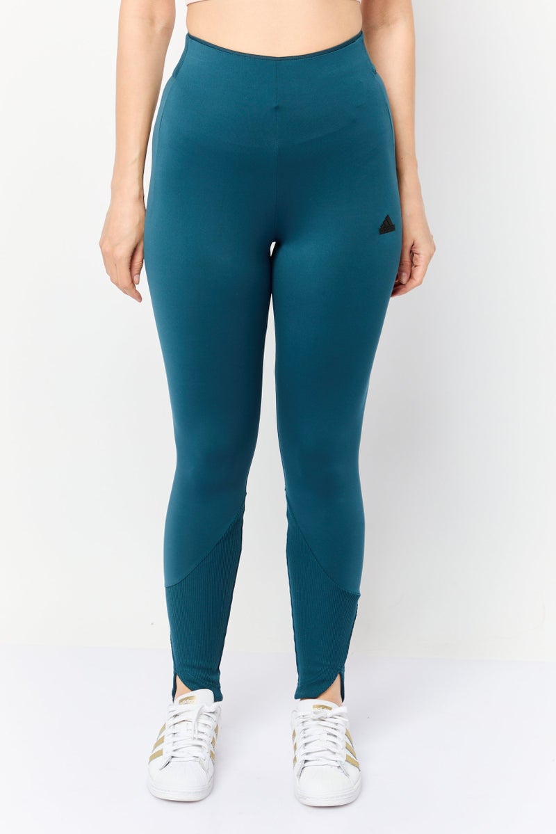 Adidas Women Tight Fit Training Leggings, Teal Green - Image 1