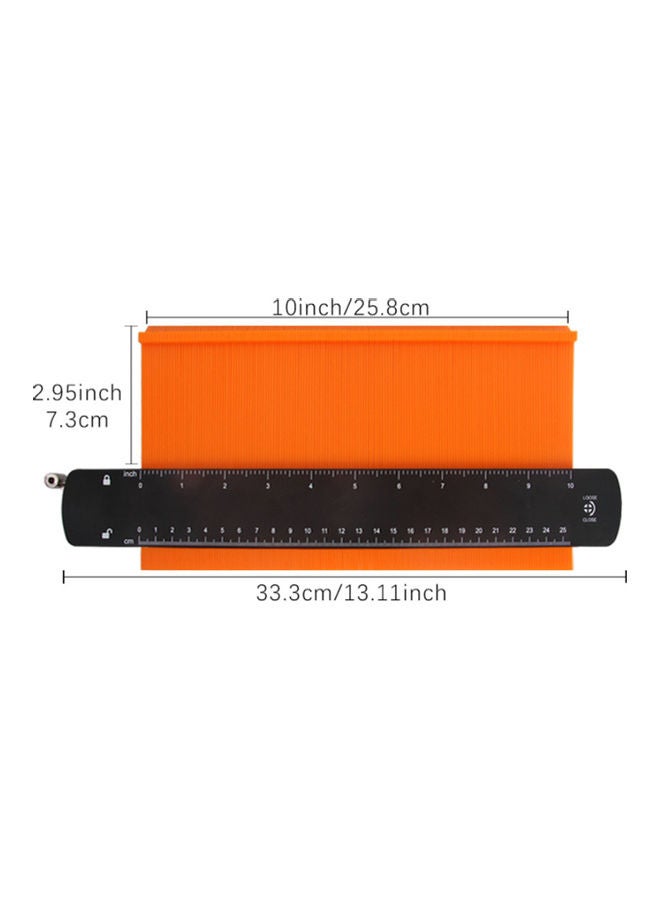 NIBEMINENT 10 Inch Contour Gauge Profile Tool with Metal Lock Orange/Black 10inch  - Image 2