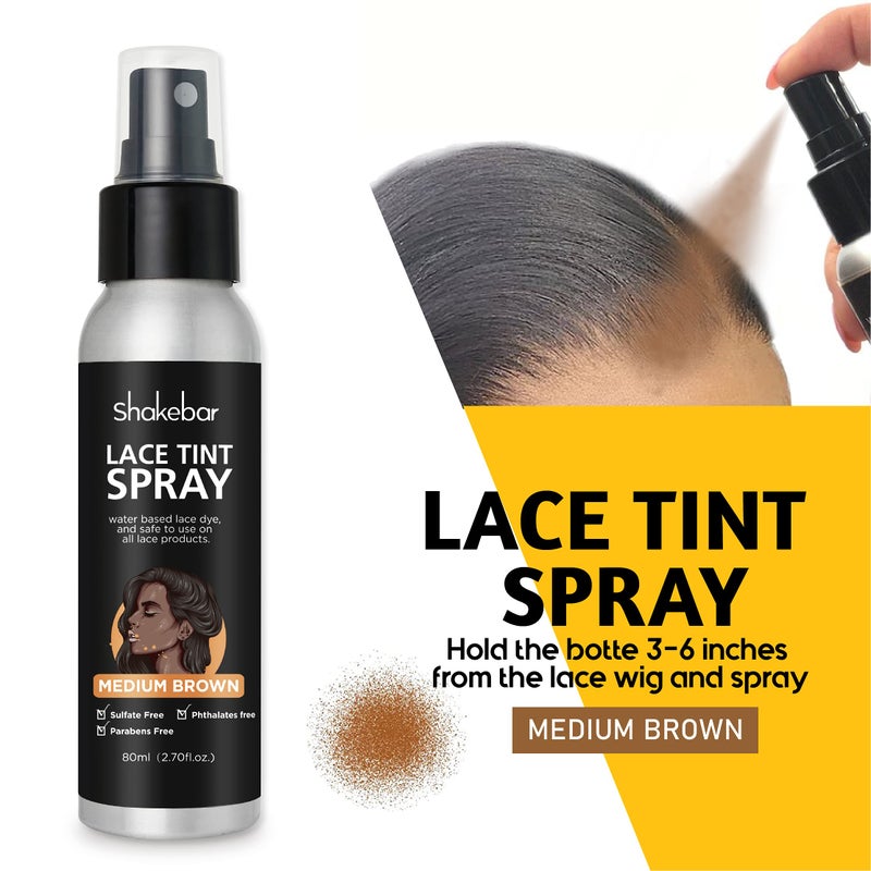 SHAKEBAR Lace Tint Spray for Wigs, 2.7 Fl Oz Medium Brown Shade, Quick Dry Formula for Even and Natural Look - Image 4