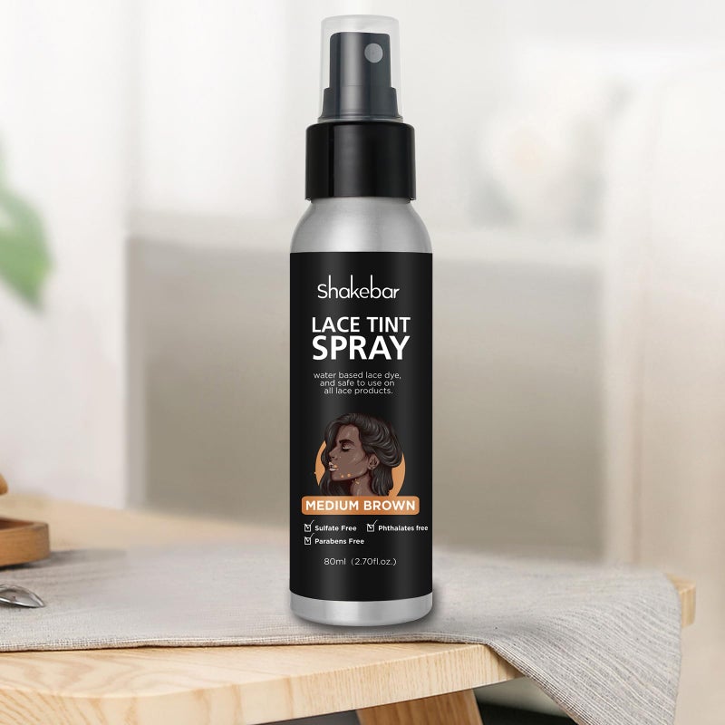 SHAKEBAR Lace Tint Spray for Wigs, 2.7 Fl Oz Medium Brown Shade, Quick Dry Formula for Even and Natural Look - Image 5