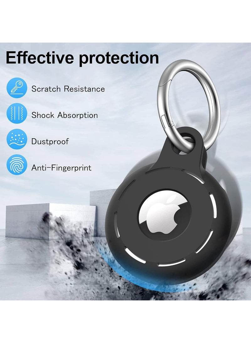 AirTag Holder Soft Silicone  Case 4 Pack -  with Keychain & Wrist Strap, Secure Fit for Wallets, Keys, Pet Collars, Bags & Backpacks (Black)  - Image 5