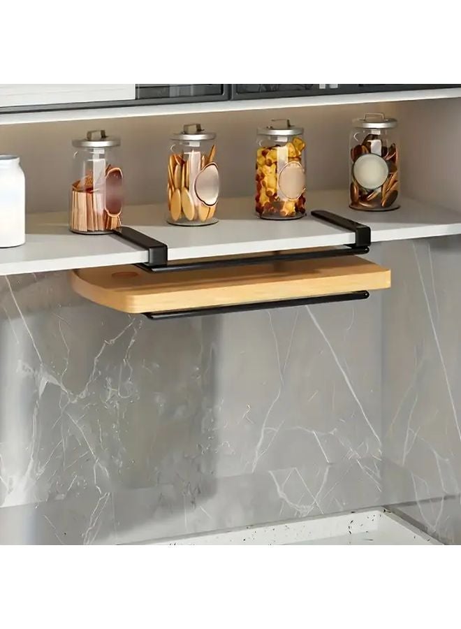 Heavy Duty Stainless Steel Over Cabinet Organizer No Drill Rustproof Cutting Board Rack Black - Image 2