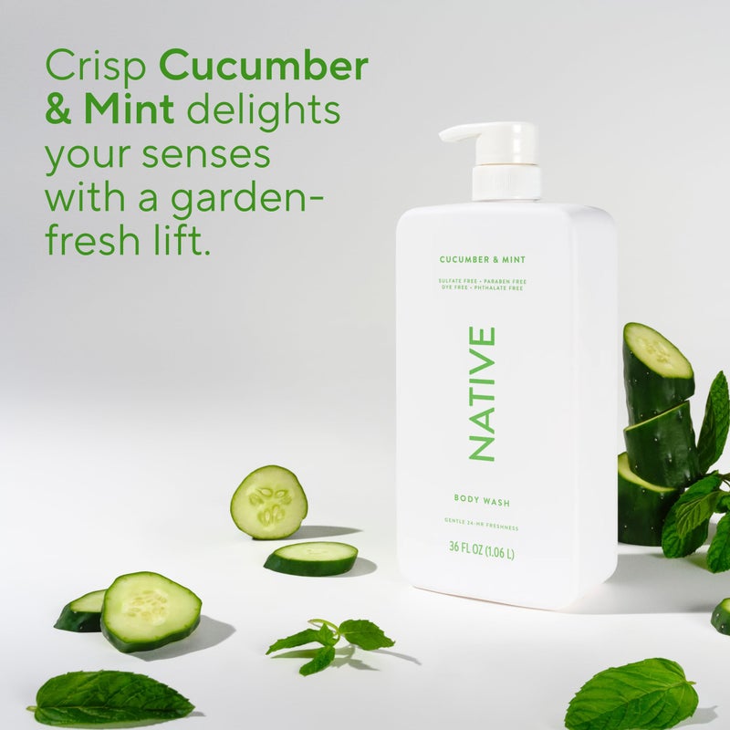 Native Sulfate Free Body Wash Contains Naturally Derived Ingredients | for Women & Men| Cucumber & Mint, 36 oz - Image 5