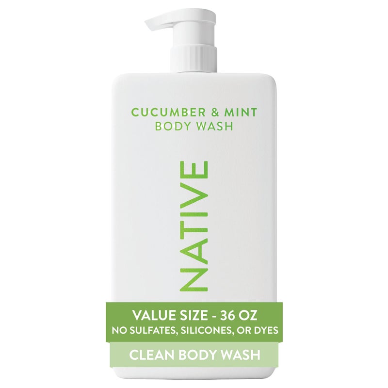 Native Sulfate Free Body Wash Contains Naturally Derived Ingredients | for Women & Men| Cucumber & Mint, 36 oz - Image 1