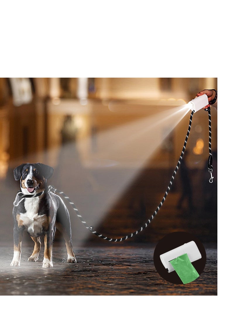 2-in-1 Dog Leash with LED Light & Dog  Bag Dispenser, Up to 66lbs Walking 6ft Nylon Reflective Leash, 360° Tangle-Free for Night Walking, Small Medium Large Pets - Image 1