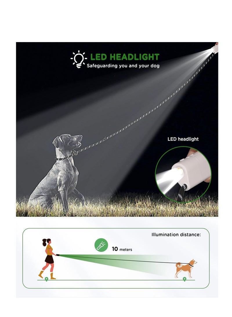 2-in-1 Dog Leash with LED Light & Dog  Bag Dispenser, Up to 66lbs Walking 6ft Nylon Reflective Leash, 360° Tangle-Free for Night Walking, Small Medium Large Pets - Image 5