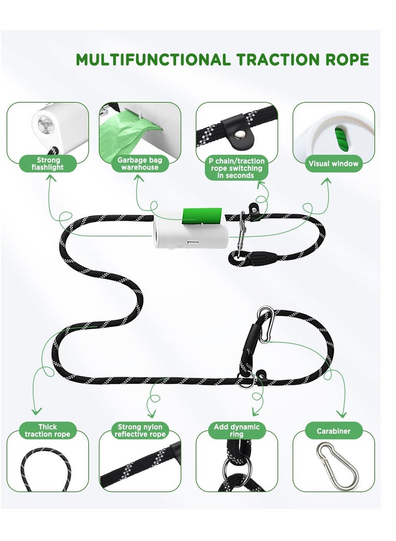 2-in-1 Dog Leash with LED Light & Dog  Bag Dispenser, Up to 66lbs Walking 6ft Nylon Reflective Leash, 360° Tangle-Free for Night Walking, Small Medium Large Pets - Image 2