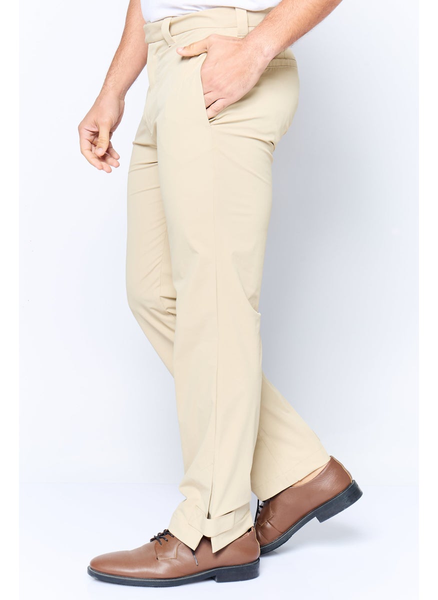 ESPRIT Men Regular Fit Straight Leg Pants, Cream  - Image 2