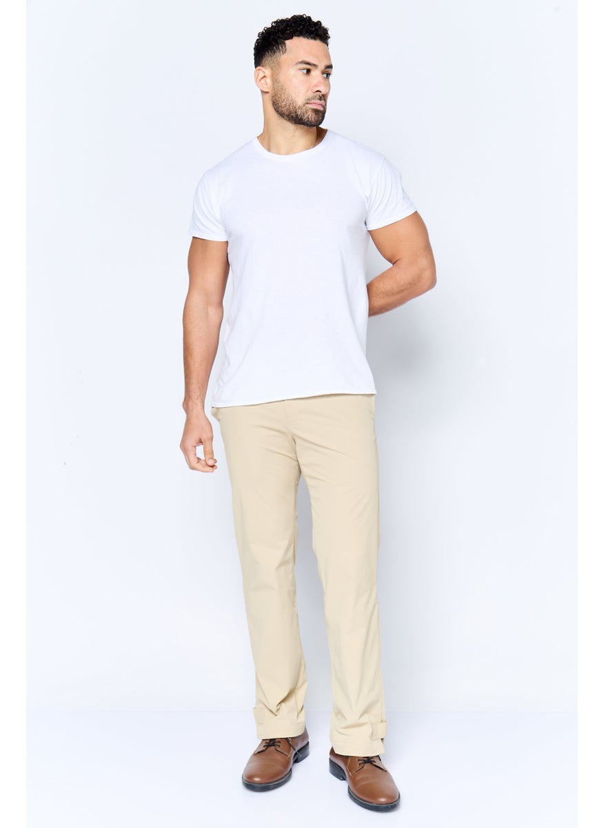 ESPRIT Men Regular Fit Straight Leg Pants, Cream  - Image 3