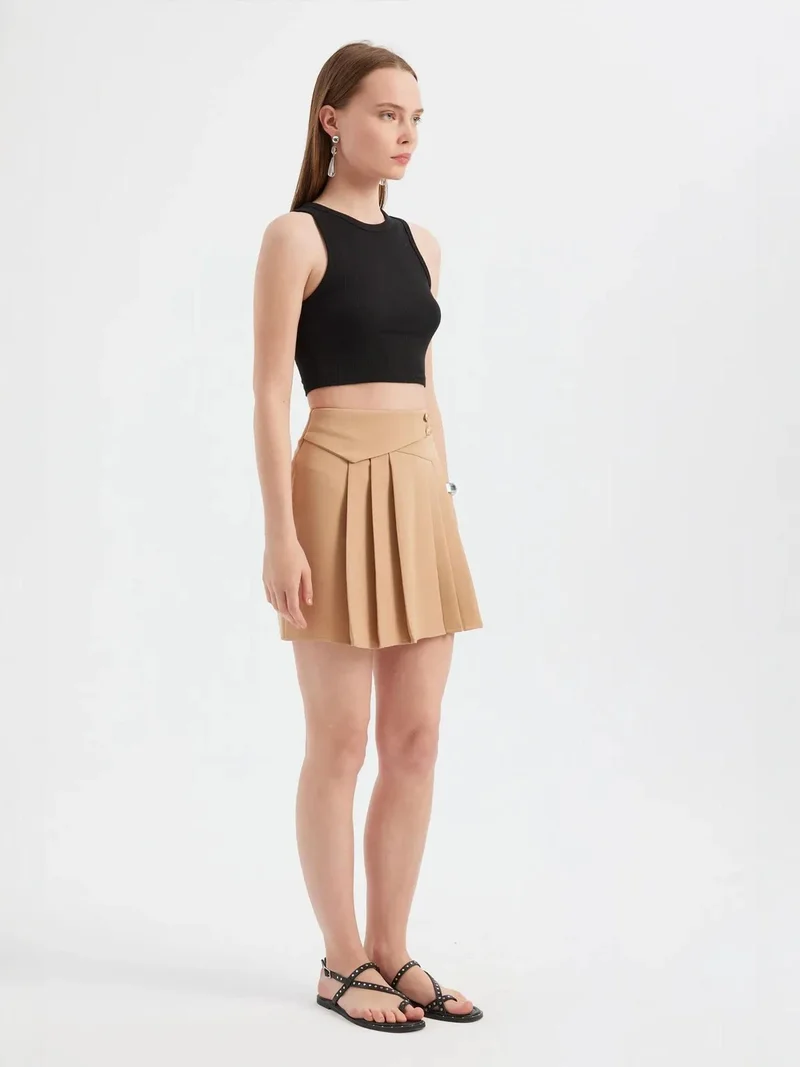 HICCUP High Waist Mini Skirt with Belt Detail