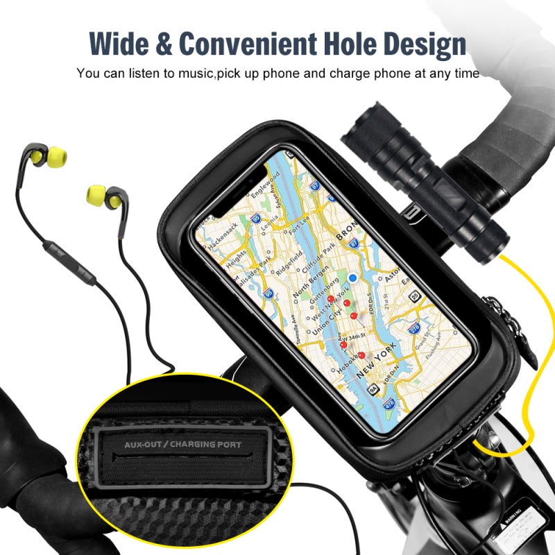 WILD MAN Bike Phone Bag: Black 1L EVA Hard Shell Shock-Absorbent Touch Screen Front Frame Bag - Waterproof Rainproof Easy Cleaning Bicycle Mobile Phone Pouch for Road Mountain Cycling Riders - Image 4
