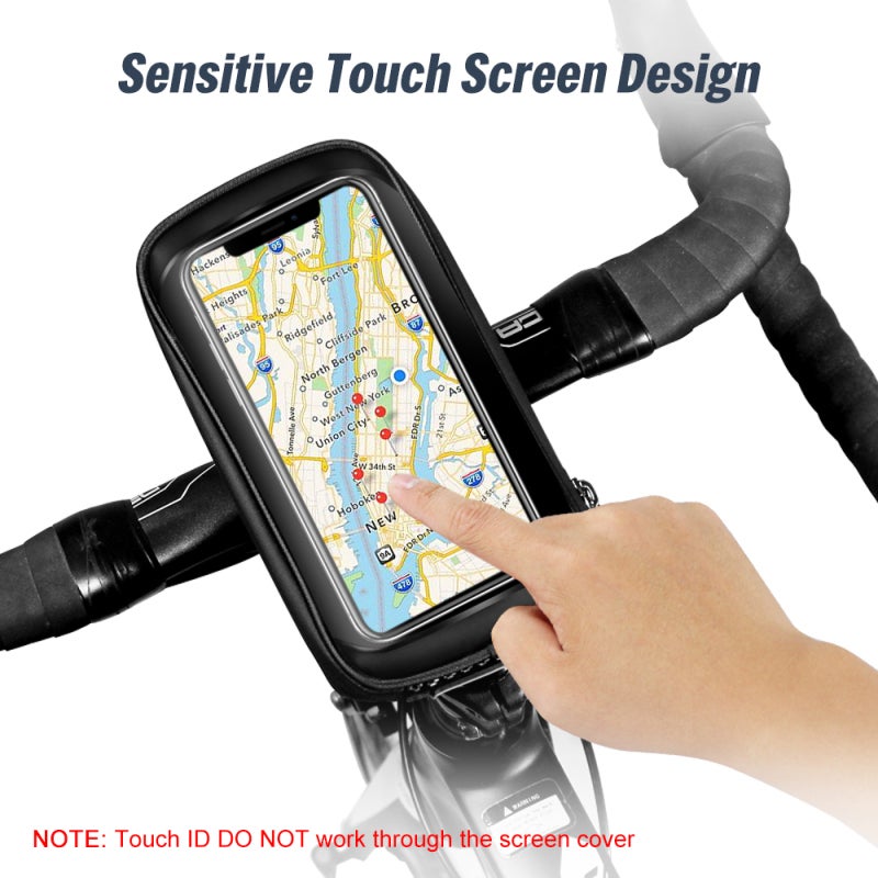 WILD MAN Bike Phone Bag: Black 1L EVA Hard Shell Shock-Absorbent Touch Screen Front Frame Bag - Waterproof Rainproof Easy Cleaning Bicycle Mobile Phone Pouch for Road Mountain Cycling Riders - Image 5